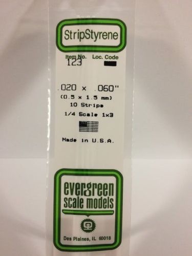 Evergreen 123 - Opaque White Polystyrene Strip (.020 x .060)
