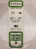 Evergreen 125 - Opaque White Polystyrene Strip (.020 x .100)