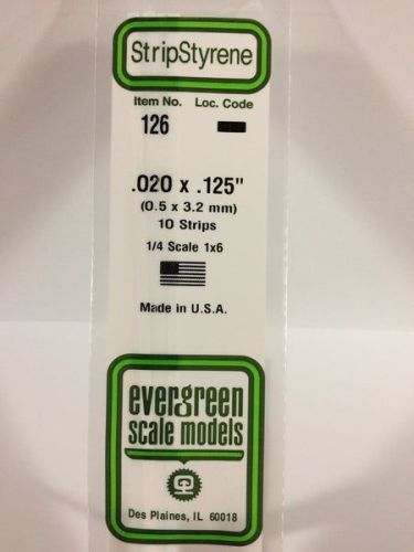 Evergreen 126 - Opaque White Polystyrene Strip (.020 x .125)
