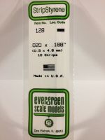 Evergreen 128 - Opaque White Polystyrene Strip (.020 x .188)