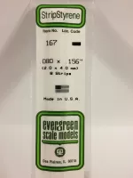 Evergreen 167 - .080" X .156" X 14" Opaque White Polystyrene Strip