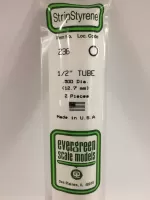 Evergreen 236 - .500" (12.7mm) OD Opaque White Polystyrene Tubing