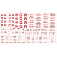 Modelmaster Decals (1923-1948) - G.W.R. Sheet of lettering for for White Insulated and Refrigerated Dairy, Fish and Meat Vans. RED