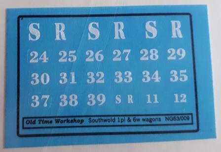 Old Time Workshop 009 Decals - Southwold Railway - 4w 1 Plank & 6w Clemonson Open Wagons