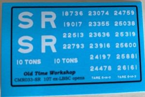 CMR033 (SR) - Old Time Workshop 4mm Decals - ex-LBSC 10T Wagons SR Livery