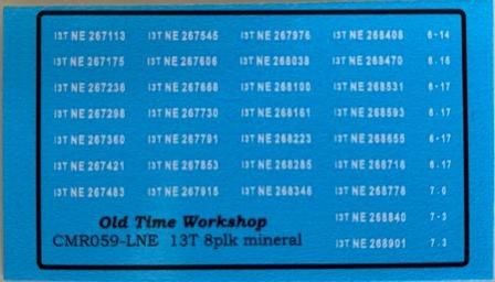 CMR059 (LNE) - Old Time Workshop 4mm Decals - LNE 13T 8 Plank Mineral Wagons