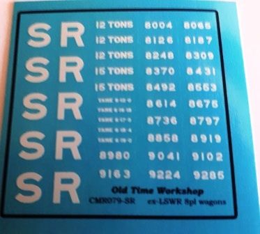 CMR079 (SR) - Old Time Workshop 4mm Decals - ex LSWR 8 Plank Wagons - SR Livery
