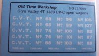Old Time Workshop 009 Decals - Glyn Valley Railway - 4T granite wagons, 1889 Cambrian Wagon Co build 