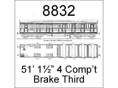 Ex Kirk 8832 - Gresley 51' 1½" Compartment Brake Third