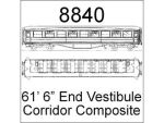Ex Kirk 8840 - Gresley 61' 6" End Vestibule Corridor Composite