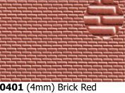 Slaters 0401 - Embossed Plastikard - 4mm Brick Red