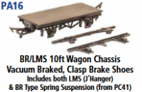 Parkside Models PA16 - BR/LMS 10ft. Vacuum Braked, Clasp Brake Shoes,  includes both LMS (J hanger) and BR type spring suspension (From Kit PC41) underframe kits