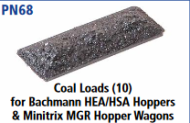 Peco N Gauge Wagon Loads (EX Parkside PN68) - Coal Loads (10) for Bachmann HEA/HAS Hoppers